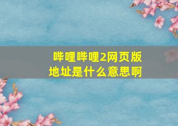 哔哩哔哩2网页版地址是什么意思啊