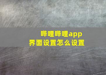 哔哩哔哩app界面设置怎么设置