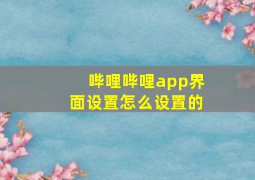 哔哩哔哩app界面设置怎么设置的