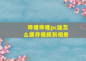 哔哩哔哩pc端怎么缓存视频到相册