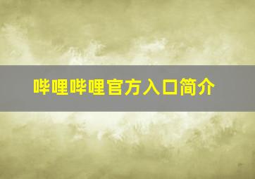 哔哩哔哩官方入口简介