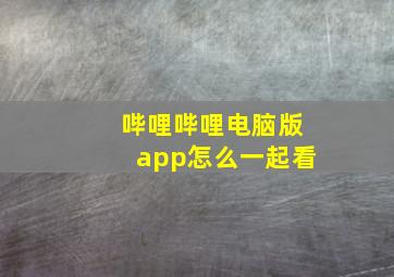 哔哩哔哩电脑版app怎么一起看