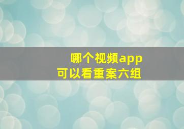 哪个视频app可以看重案六组