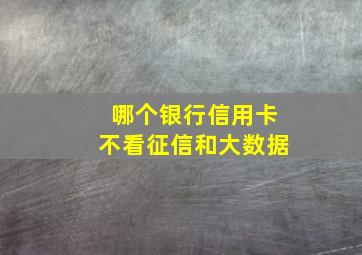 哪个银行信用卡不看征信和大数据