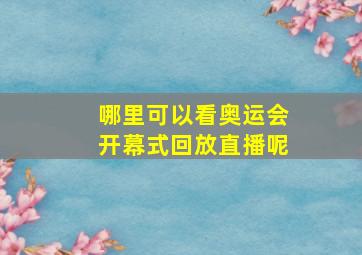 哪里可以看奥运会开幕式回放直播呢