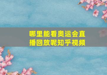 哪里能看奥运会直播回放呢知乎视频