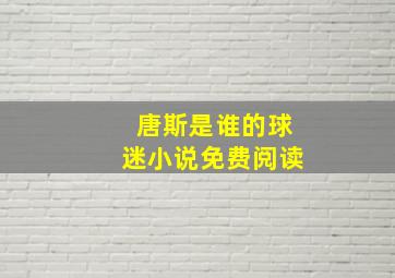 唐斯是谁的球迷小说免费阅读