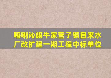 喀喇沁旗牛家营子镇自来水厂改扩建一期工程中标单位