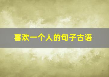 喜欢一个人的句子古语