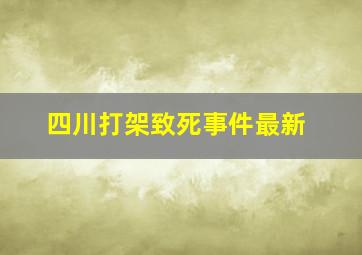 四川打架致死事件最新