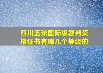 四川篮球国际级裁判资格证书有哪几个等级的