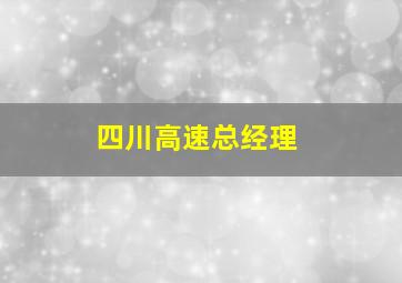 四川高速总经理