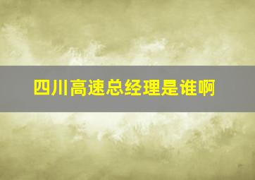 四川高速总经理是谁啊