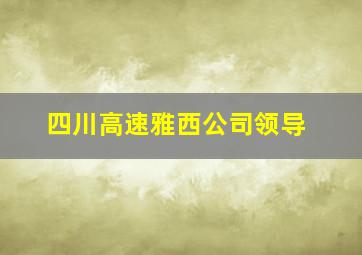 四川高速雅西公司领导