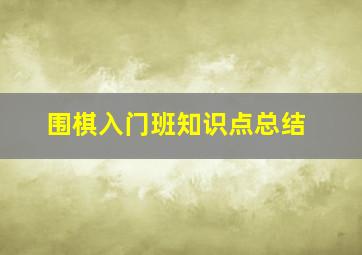 围棋入门班知识点总结