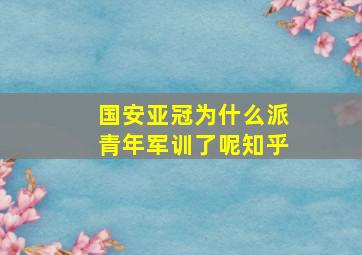 国安亚冠为什么派青年军训了呢知乎