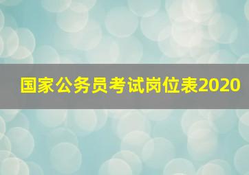 国家公务员考试岗位表2020