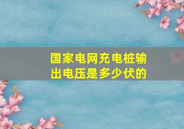 国家电网充电桩输出电压是多少伏的