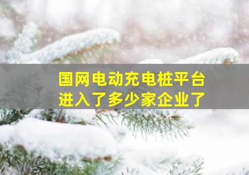 国网电动充电桩平台进入了多少家企业了