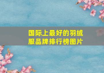 国际上最好的羽绒服品牌排行榜图片