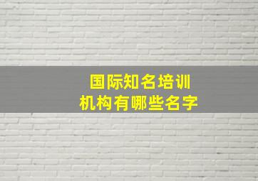 国际知名培训机构有哪些名字