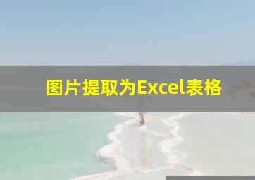 图片提取为Excel表格