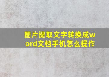 图片提取文字转换成word文档手机怎么操作