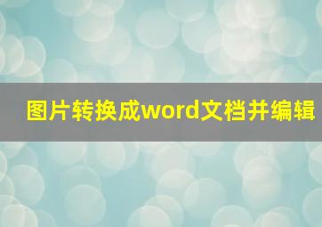 图片转换成word文档并编辑