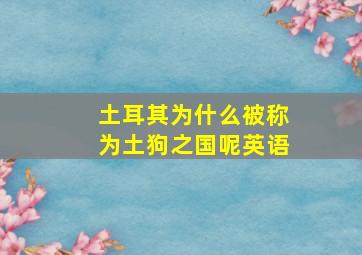 土耳其为什么被称为土狗之国呢英语