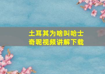 土耳其为啥叫哈士奇呢视频讲解下载