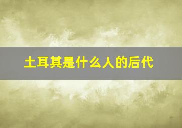 土耳其是什么人的后代