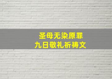 圣母无染原罪九日敬礼祈祷文