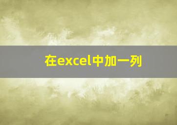 在excel中加一列