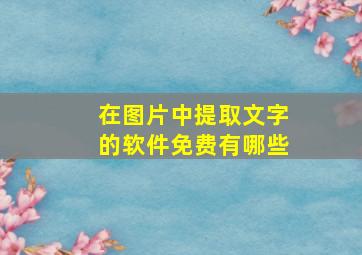 在图片中提取文字的软件免费有哪些