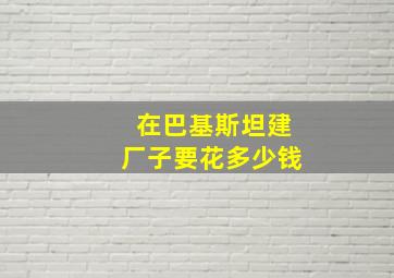 在巴基斯坦建厂子要花多少钱