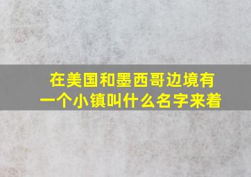 在美国和墨西哥边境有一个小镇叫什么名字来着