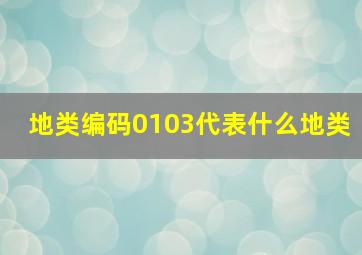 地类编码0103代表什么地类