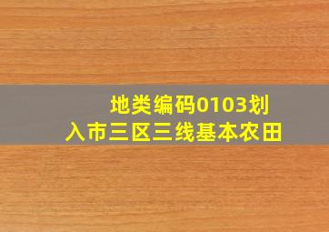 地类编码0103划入市三区三线基本农田