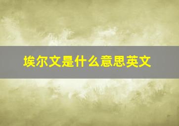 埃尔文是什么意思英文