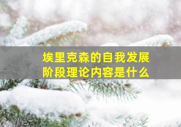 埃里克森的自我发展阶段理论内容是什么