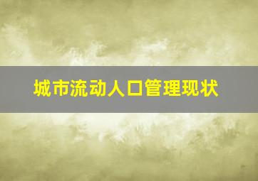 城市流动人口管理现状