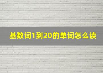 基数词1到20的单词怎么读