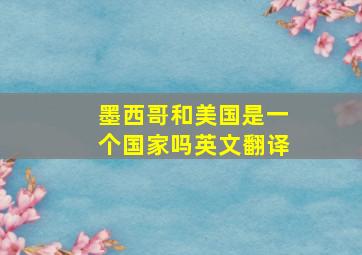 墨西哥和美国是一个国家吗英文翻译