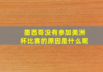 墨西哥没有参加美洲杯比赛的原因是什么呢