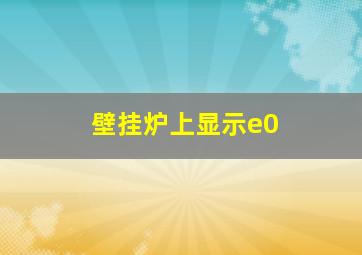 壁挂炉上显示e0