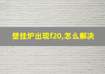 壁挂炉出现f20,怎么解决