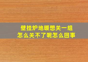 壁挂炉地暖想关一组怎么关不了呢怎么回事