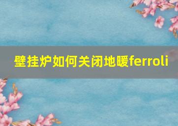 壁挂炉如何关闭地暖ferroli