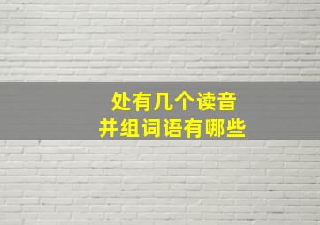 处有几个读音并组词语有哪些