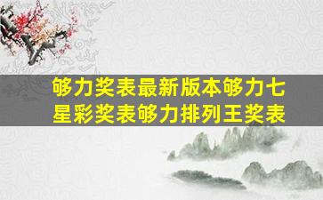 够力奖表最新版本够力七星彩奖表够力排列王奖表